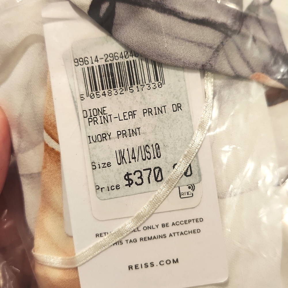 NWT REISS | $370 Dione Leaf Print Dress - Picture 6 of 7